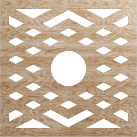 Ekena Millwork Chevron Wood Fretwork Pierced Ceiling Medallion, Red Oak, 34"OD x 8 3/4"ID x 3/8"T CMWP34X34X0375CHRO